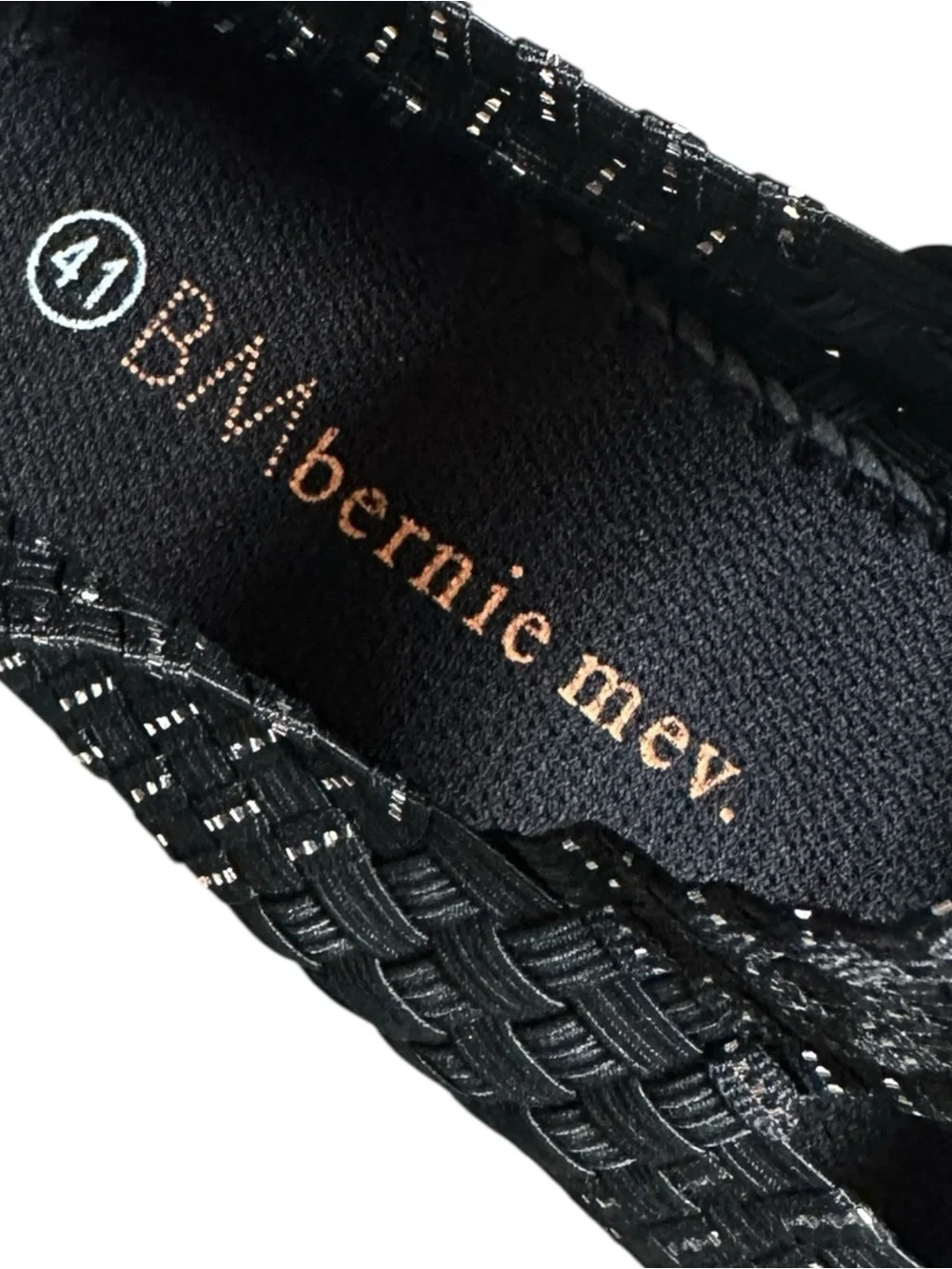 Bernie Mev Woven Platform Wedge Sandals EU 41 US 10 Black Metallic Comfort